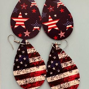 PATRIOTIC Earrings.  Red, white and blue. NWOT. (Set is both pairs shown).